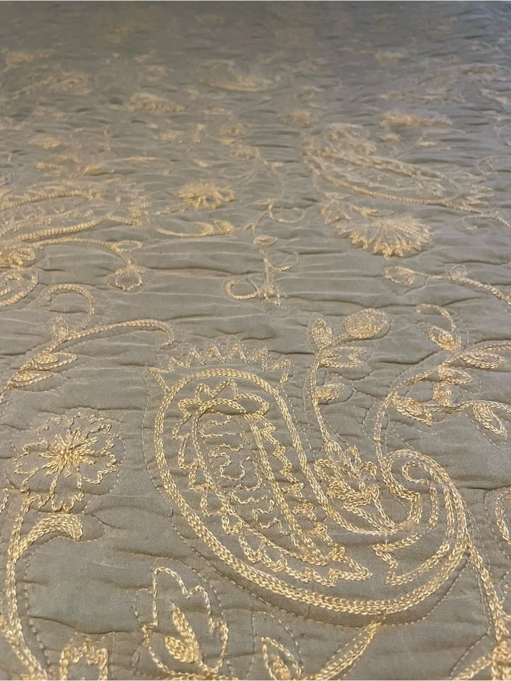 Charter Club Full/Queen Quilt Quilted Blue Paisley Rayon/Poly Shell Cotton Fill